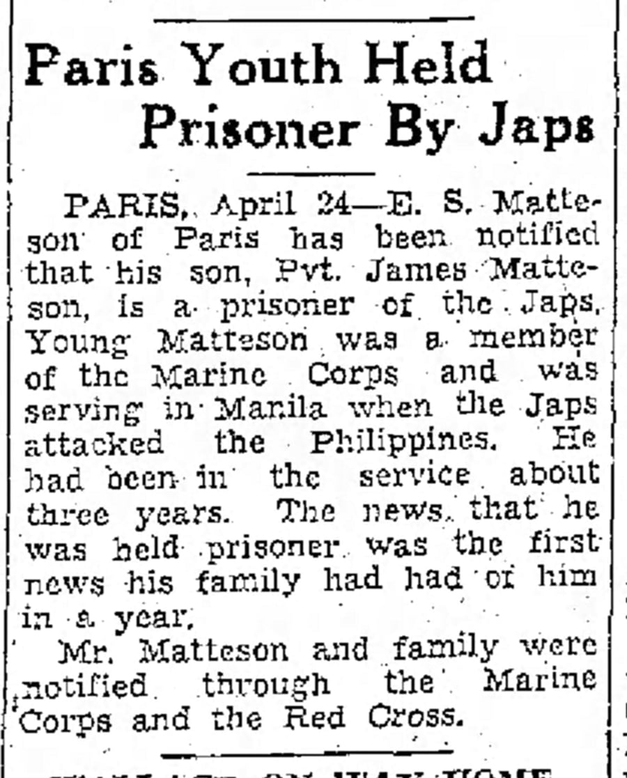 James E. Matteson - Unaccounted For - Missing Marines