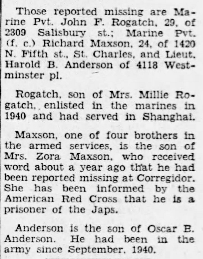 Richard B. Maxson - Unaccounted For - Missing Marines