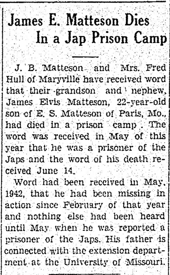 James E. Matteson - Unaccounted For - Missing Marines